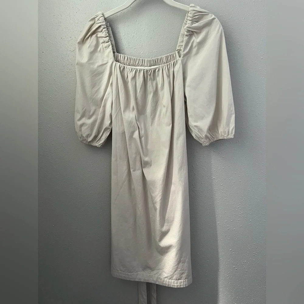 Faherty Khai Belted Cotton Poplin Dress In Birch Size XS New